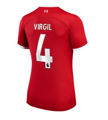 Lacne Ženy Futbalové dres Liverpool Virgil van Dijk #4 2023-24 Krátky Rukáv - Domáci
